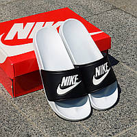 ТОП Черные с белым Nike сланцы тапочки шлепанцы 41 (26 см)