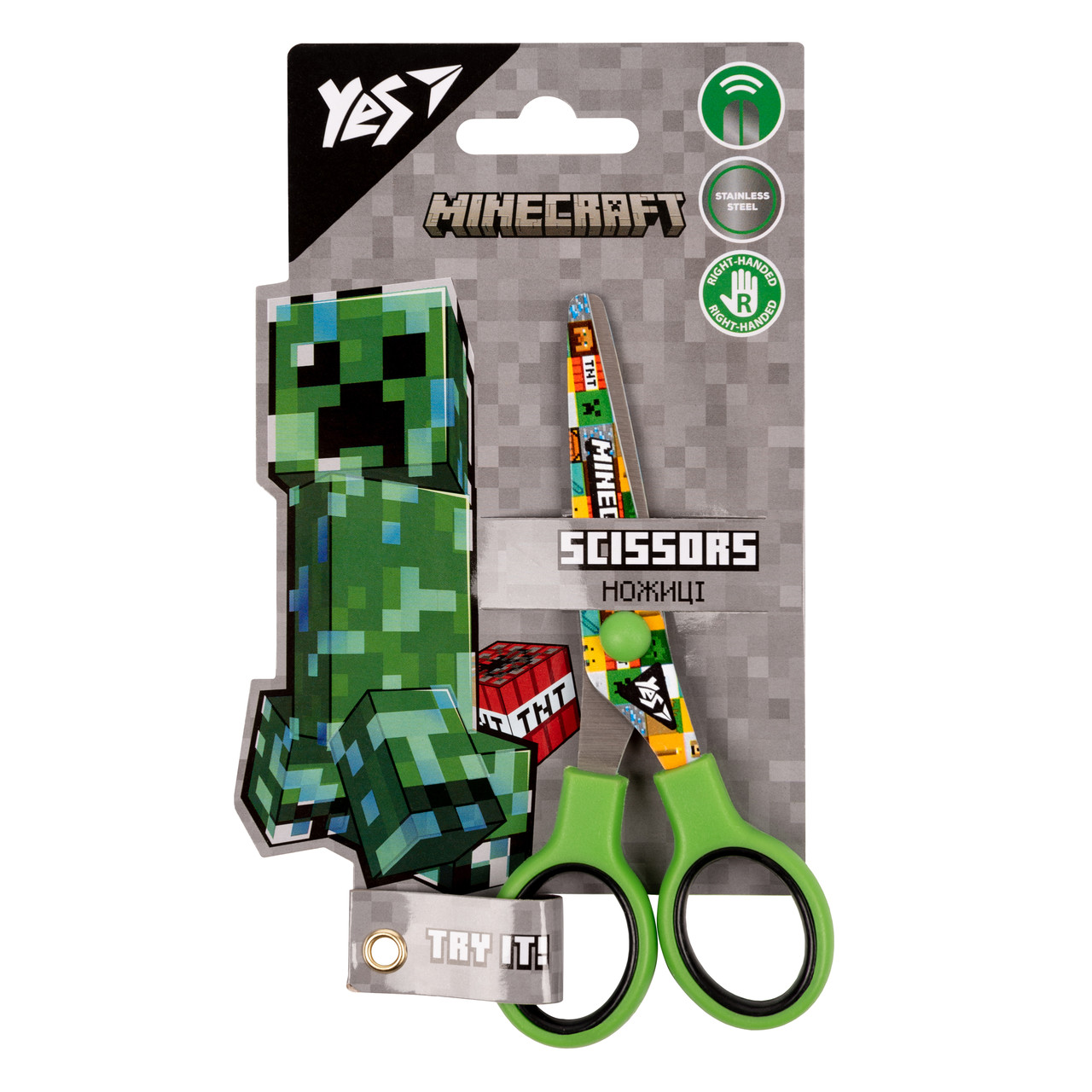 Ножиці YES Minecraft 13см з принтом на лезі, фото 1