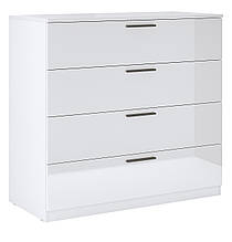 Комод з ДСП в спальню, дитячу Хеппі 4Шх Глянець Білий Миро-Марк