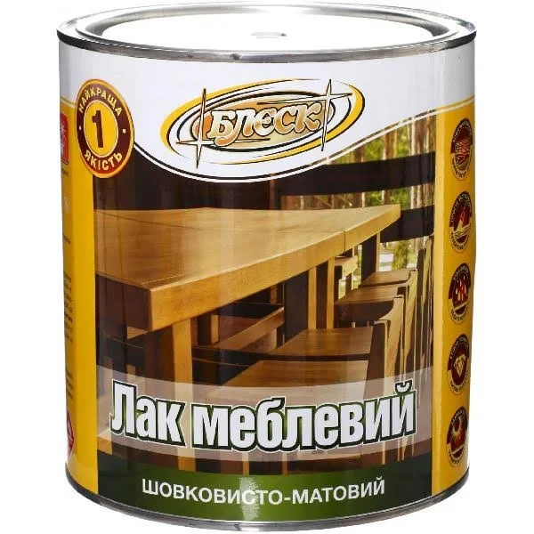 Лак меблевий НЦ-243 шовковисто-матовий "БЛЄСК" 2,4 кг (ж/б 3л)