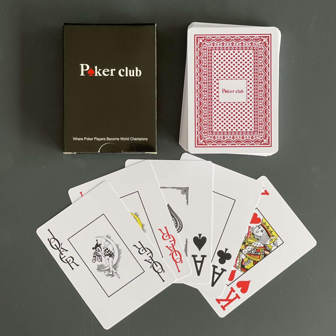 Купить Карти гральні пластикові "POKER CLUB", 54 шт., червона рубашка ...