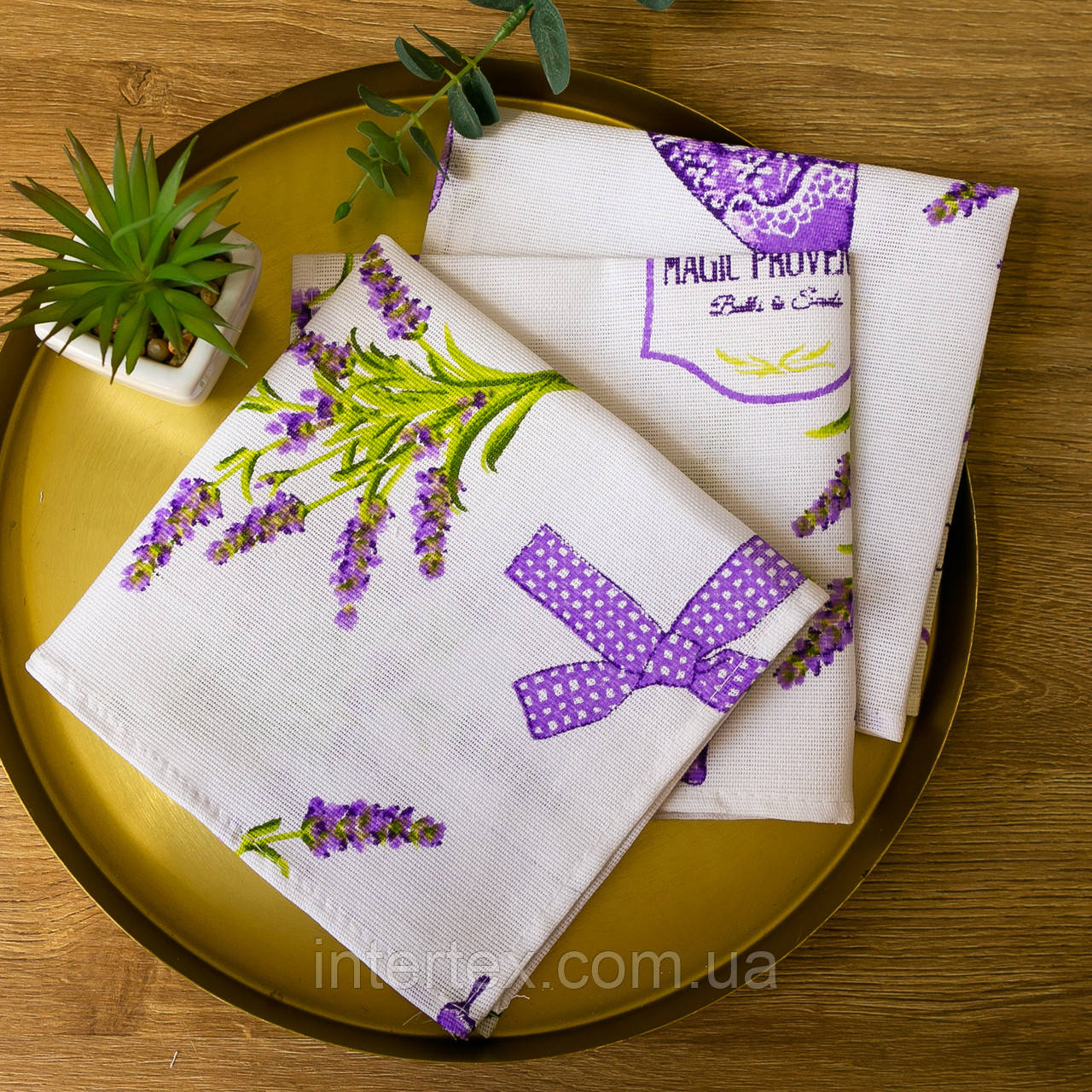 Серветки льняні "Бузок" (комплект 4 шт.), фото 1