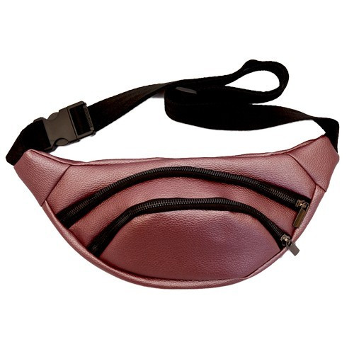 Сумка поясна бананка 4Profi з еко шкіри бордовий з двома відділеннями 21446