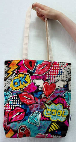 Екосумка шопер 4Profi "Cool Grafity" двунитка (хлопок) біла 23843, фото 1