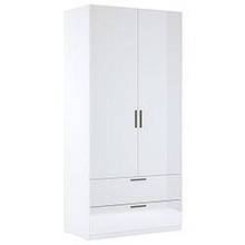 Шафа (шкаф) з ДСП в спальню дитячу Хеппі 2дв 2шх Без Дзеркал Глянець Білий Миро-Марк