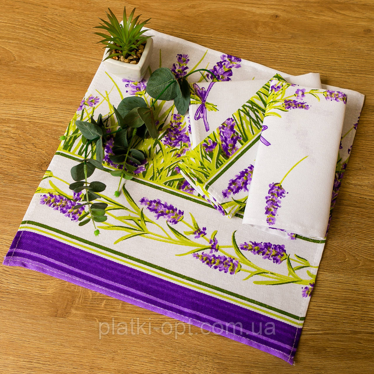 Серветки льняні "Лавандове поле" (комплект 4 шт.)