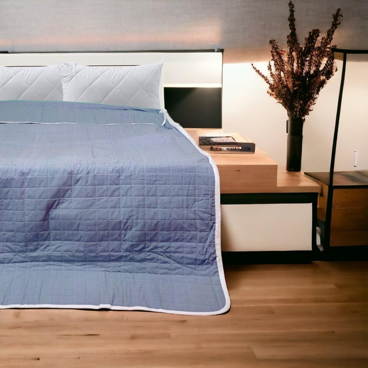 Стьобане покривало на двоспальне ліжко, літня ковдра в розмірі 210*220, Туреччина Блакитний