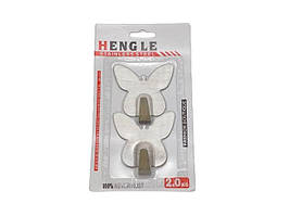 Гачок тримач для рушників у ванну на липучці Метелик з нержавійки Самоклеючі гачки набір 2 шт 6*6cm