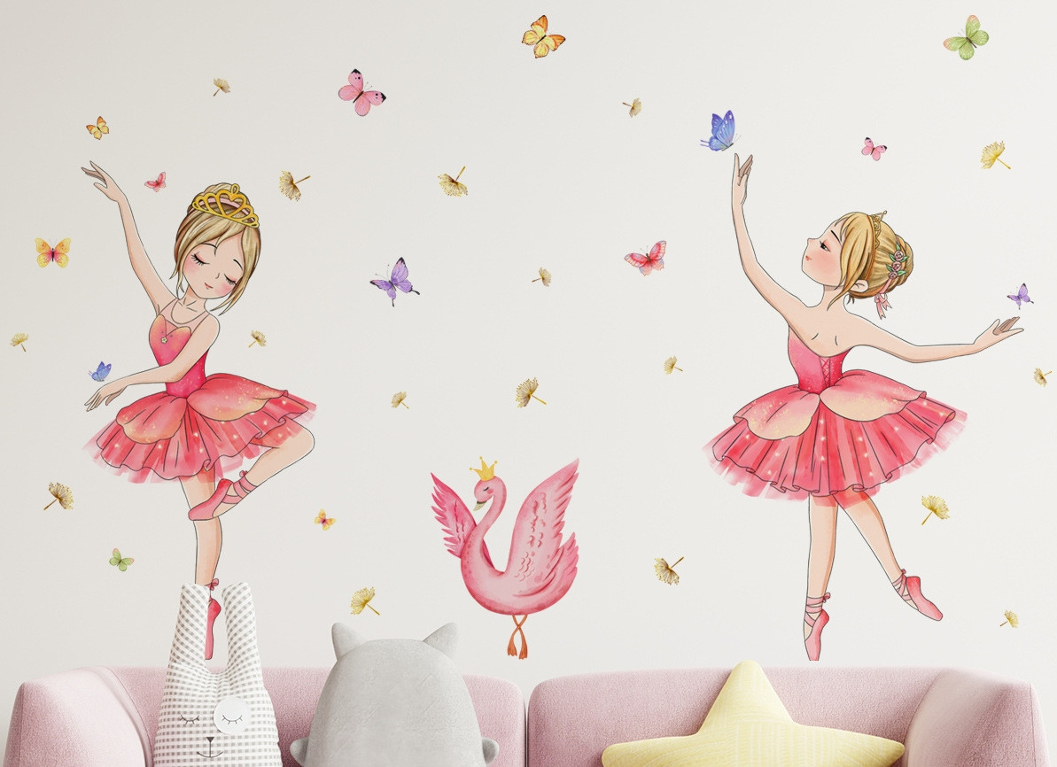 Наклейки на стіну в дитячу 2 Балерини Dream Big  (лист 30 х 90 см) Б383-9