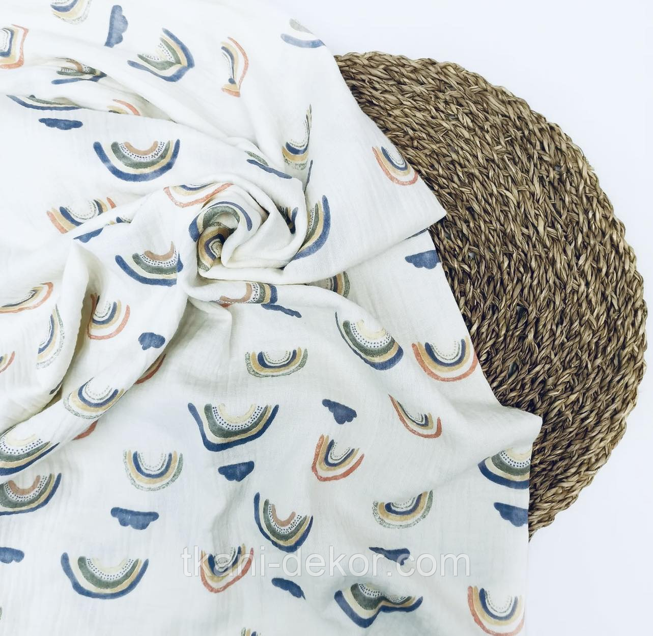 Муслін (жатка 1,35 м) веселка акварельна, фото 1