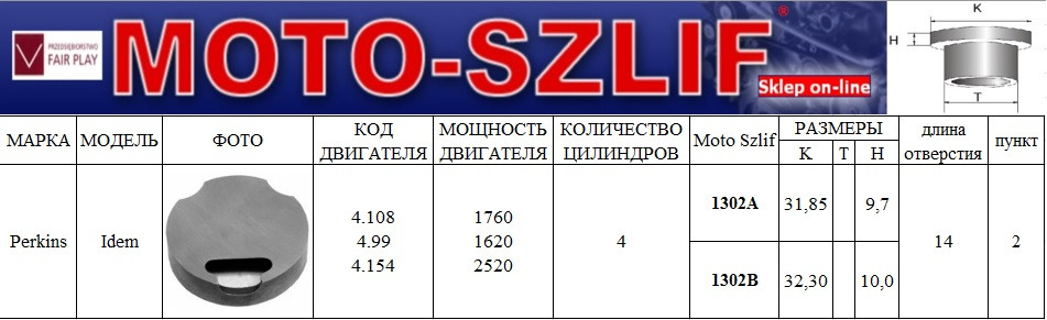 Форкамера Moto-szlif 1302B (Вихрова передкамера) для Perkins 1,6, 1,8, 2,5