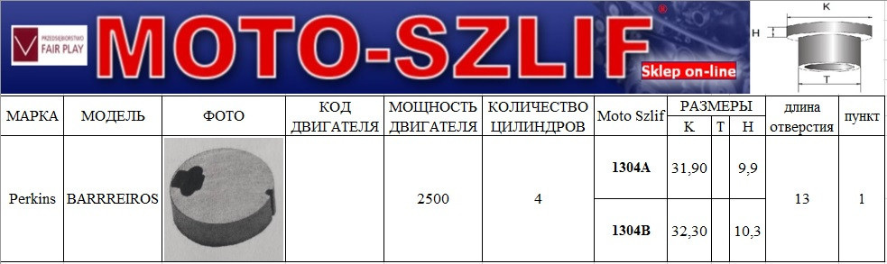 Форкамера Moto-szlif 1304B (Вихрова передкамера) для Perkins 2,5