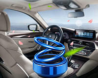 Ароматизатор в машину на сонячній батареї кільце левітації синє (арома кільця, що обертаються)