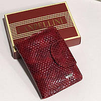 Кошелек женский натуральная кожа CANPELLINI на кноке съемный отдел для документов 967P407 красный питон