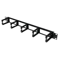 1U Кабельний організатор з 5 пластиковими кільцями, чорний