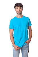 Мужская футболка голубая, футболка классическая мужская OverSize, футболка летняя, стильная футболка