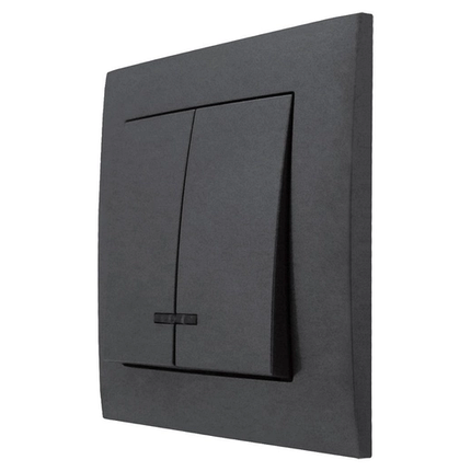 Вимикач Marshel Ideal 2-клавішний з підсвіткою графіт VS10-301-G, фото 2