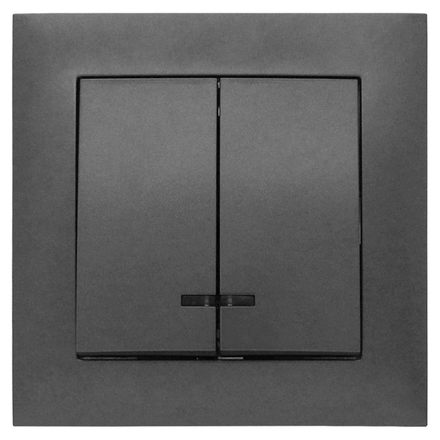 Вимикач Marshel Ideal 2-клавішний з підсвіткою графіт VS10-301-G