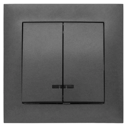 Вимикач Marshel Ideal 2-клавішний з підсвіткою графіт VS10-301-G, фото 1