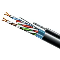 Cat. 5e F/UTP PE 4х2х24 AWG + S. M. трос (к)(72113) бухта 500м. Кабель вита пара ЗЗКМ (FTP мідь вуличний із тросом)