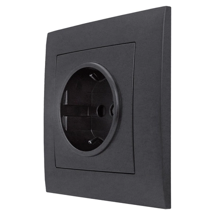 Розетка Marshel Ideal 1-яка із заземленням графіт RS16-479-G, фото 2
