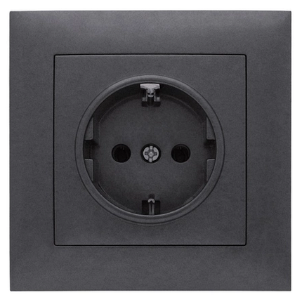 Розетка Marshel Ideal 1-яка із заземленням графіт RS16-479-G, фото 1