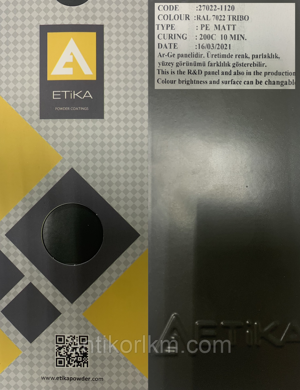 Порошкова фарба ETIKA RAL 7022 Матова PE, TRIBO