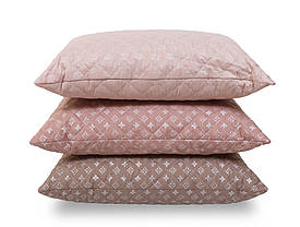 Стьобана коричнева подушка для сну 50х70 на блискавці прямокутна 50*70 мікрофібра / холофайбер гіпоалергенна, фото 4