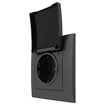 Розетка Marshel Ideal 1-яка із заземленням і кришкою графіт RS16-473-G, фото 4