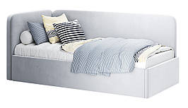 Односпальне м'яке ліжко в дитячу Ліве з ДСП Хеппі Білий Глянець Миро-Марк