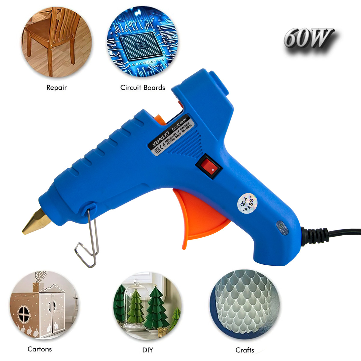 Термопістолет Xunlet XL-F60 60W, пістолет для силіконового клею, гарячий клей пістолет | пистолет для клея