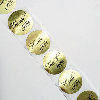 Наклейка «Thank you», 8 шт, колір золотий, діаметр 25 мм