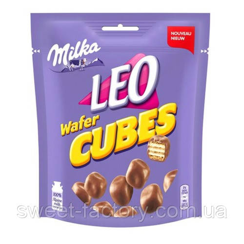 Вафельні цукерки Milka Leo Wafer Cubes Milk Chocolate 150g