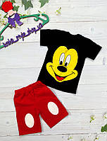 Яркий летний костюм для мальчика с принтом Мики Маус, футболка и шорты, 4-7 лет