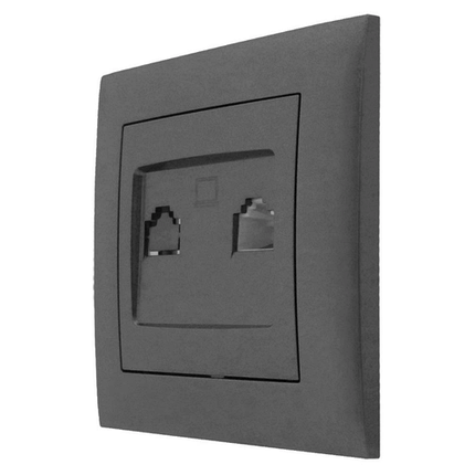 Розетка комп'ютерна (RJ-45) Marshel Ideal графіт RC-485-G, фото 2