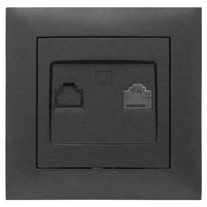 Розетка комп'ютерна (RJ-45) Marshel Ideal графіт RC-485-G, фото 1