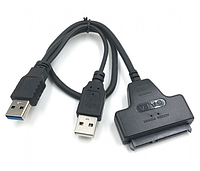 Кабель Usb 3.0 AM + USB 2.0 to SATA black 0.1m для HDD — SSD дисків