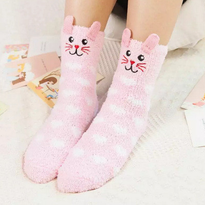 Милі м'які шкарпетки з малюнком Зайчик, теплі шкарпетки ''Mrs Rabbit'' (рожевий)