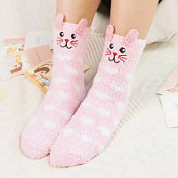 Милі м'які шкарпетки з малюнком Зайчик, теплі шкарпетки ''Mrs Rabbit'' (рожевий)