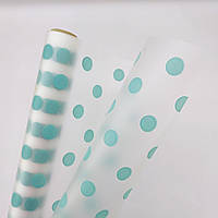 Пленка калька матова флористічна в рулоні Точки бірюзові, 68 см*8 м