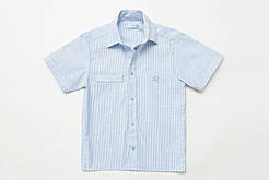Сорочка для хлопчика з коротким рукавом SmileTime в смужку на кнопках, блакитна