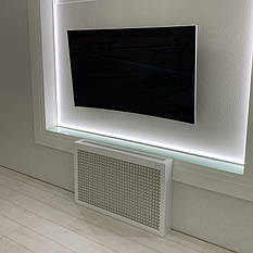 Короб на батарею білий під телевізором