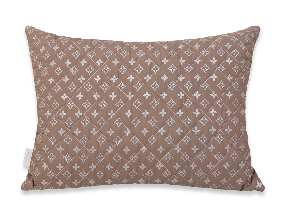 Стьобана коричнева подушка для сну 50х70 на блискавці прямокутна 50*70 мікрофібра / холофайбер гіпоалергенна