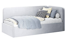 Односпальне м'яке ліжко в дитячу Праве з ДСП Хеппі Білий Глянець Миро-Марк