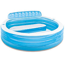 Дитячий надувний басейн Intex 57190 Swim Center 244х216х76 см круглий сімейний із сидінням для дому та дачі, фото 2