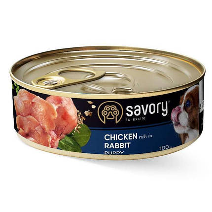 Savory Chicken Rabbit Puppy Вологий корм з кролем та куркою для цуценят 100г, фото 1