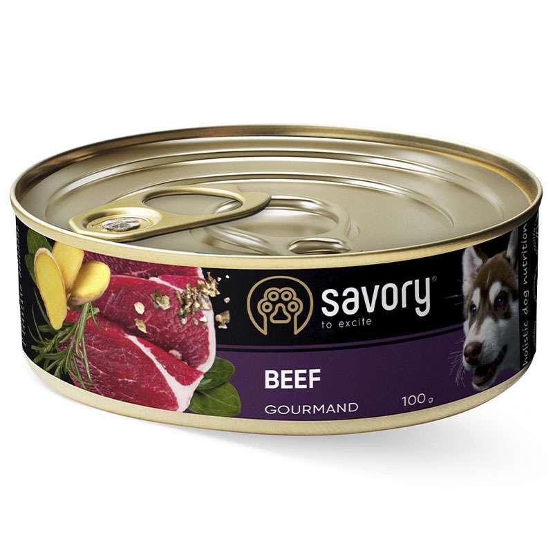 Savory Dog Gourmand Вeef Вологий корм з м'яса яловичини для дорослих собак гурманів 100г