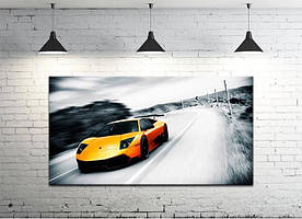 Картина на полотні на стіну для інтер`єру/спальні/прихожої DK Жовта ламборджині (DKP4560-M800) 50х100 см