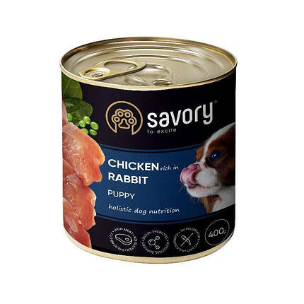 Savory Chicken Rabbit Puppy Вологий корм з кролем та куркою для цуценят 400г, фото 1