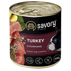 Savory Dog Gourmand Turkey Вологий корм з м'ясом індички для дорослих собак гурманів всіх порід 400г